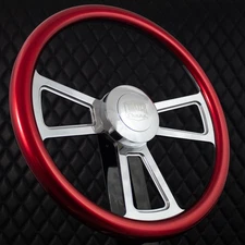 (T02) 18" Billet Steering Wheel Big Metallic Red Kenworth, Pete, Volo 1986-1997+