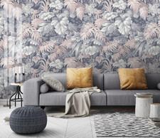 Image of 3D Grey Leaves R2638 Wallpaper Wall Mural Self-adhesive Removable Kay