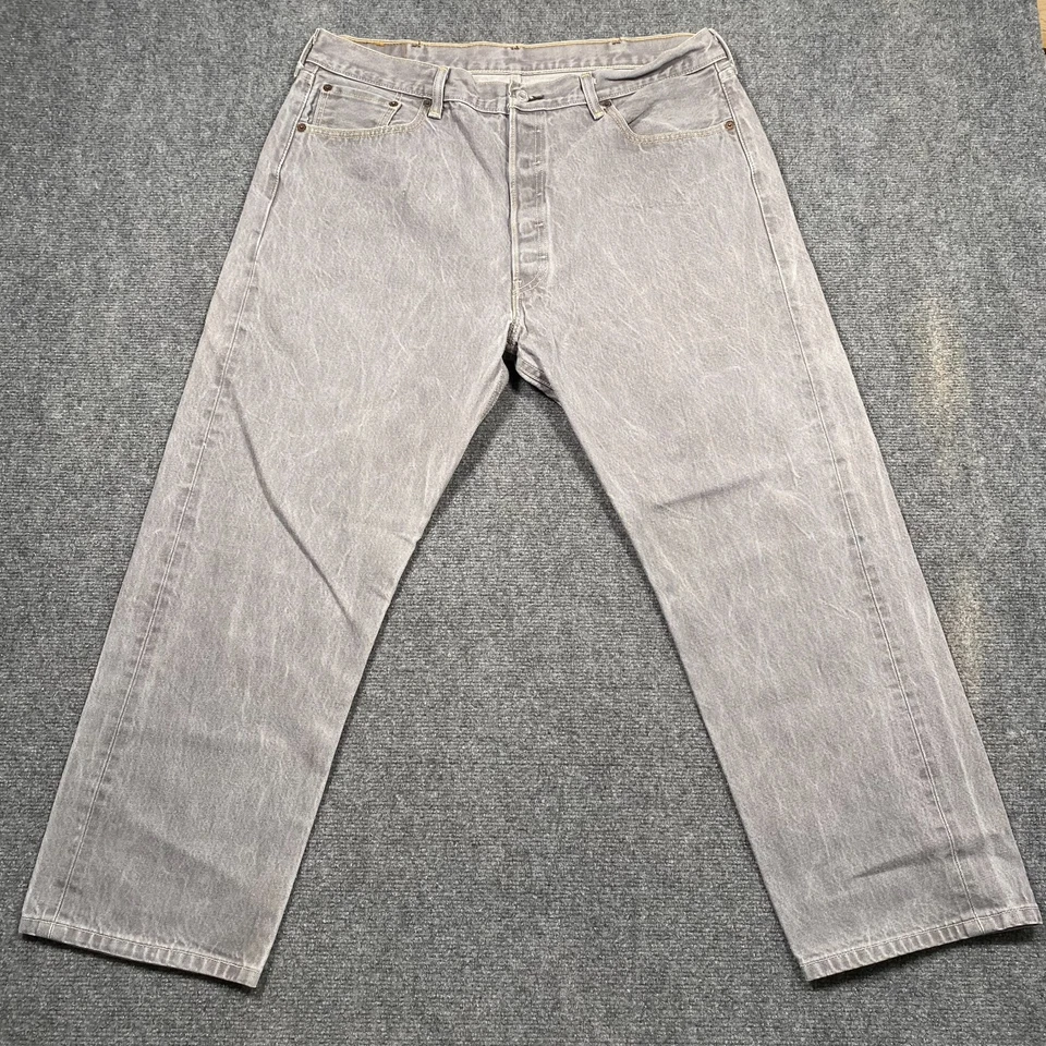 Levi's 501 XX Jeans Men's Size 36x26 Gray Denim Stone Wash Button Fly - Image 3 of 4