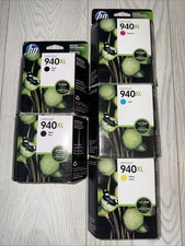 Lot of 5 Genuine HP 940XL Ink Cartridges — Black (2) C/M/Y — EXPIRED 2014