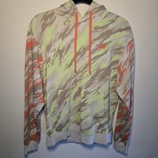 Nike Pullover Hoodie Womens Small Tan Green Orange Warmer Pocket Drawstring Hood