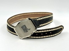 Justin Leather Belt Tooled Black W/lacing - Size 30 Western Top Grain Cowhide