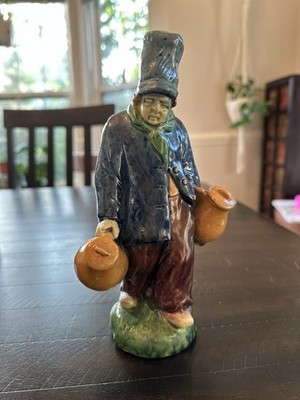 Museum Quality 8.5  Figurine Pauper With Water Jugs Europe Dickens 19th Century