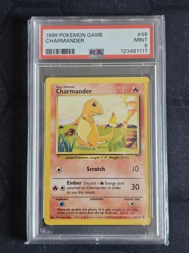 PSA 9 Charmander #46/102 Base Set Unlimited WOTC 1999