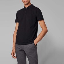 Image of NEW Hugo Boss Firenze Short Sleeve Polo Shirt Top - Men's Size Large L - Black 