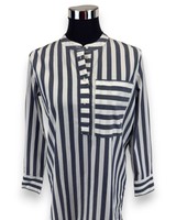 S.Oliver Damen Bluse Gr. Xs Gestreift Oversized Langarm Hemd Blau-Weiß