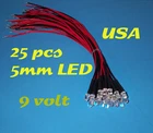 25 PRE WIRED IR INFRARED LED LIGHTS 5mm 9 VOLT 9V WIRE PREWIRED 850nm