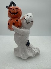 LED Lighted Halloween Decor Glittery Ghost and Pumpkins