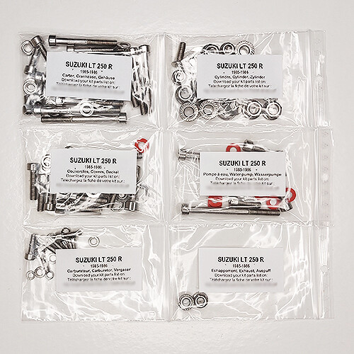 Kit vis Allen inox moteur SUZUKI LT 250 R 1985-1986 QuadRacer LTR