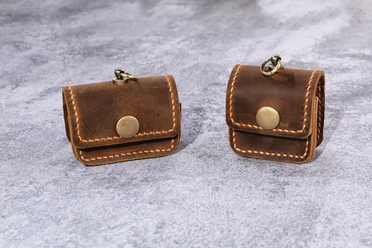 Brown Leather Airpods Pro Case with Strap, Girly Apple Earphone Airpod 1 2  Cover with Little Flower