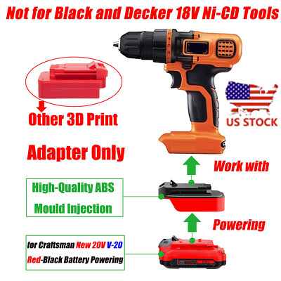 Adapter for Craftsman V-20 Red Batteries To fits Black+Decker 20V 