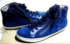 VALMY MODA SIZE 38 SUEDE LEATHER BLUE STYLISH ANKLE SNEAKERS SHOES SPORT 