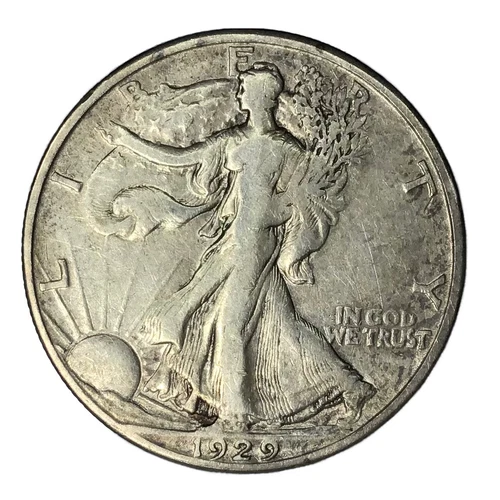 1929-D 50C Walking Liberty Half Dollar VF-XF #