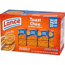 Lance Toast Chee Peanut Butter Sandwich Crackers - 20 Pack, 1.52 oz each