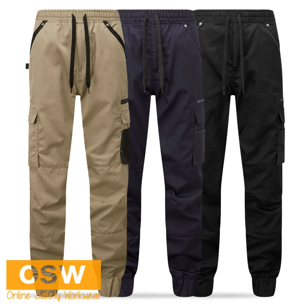 KX3 Mens Slim Fit Leg Lightweight Drawstring Tradies Work Pants KX351