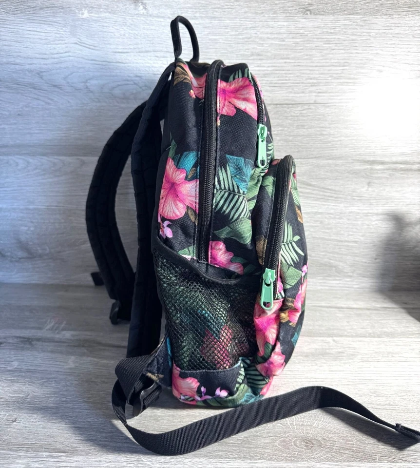 Dakine Tropical Floral Black Backpack With Pink & Green Hibiscus Design - Image 4 of 4