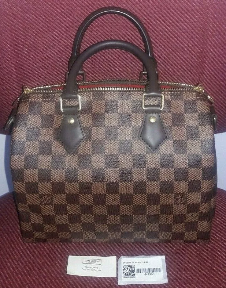 Louis Vuitton Speedy 25 Damier Ebene Satchel Bag