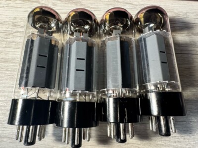 Gm Matched Quad NOS Tesla EL34 6CA7 Welded Plates Fat Ring Getter Grail Tone