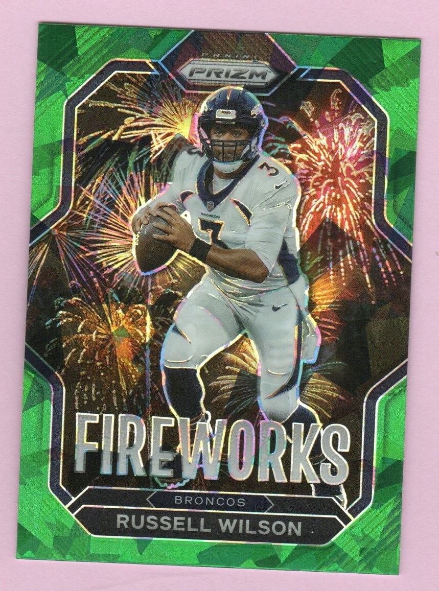 2022 Panini Prizm #F-5 Russell Wilson Fireworks Green Cracked Ice (J723)
