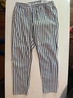 GU Womens Striped Tapered Ankle Pants Size L Blue/White Elastic Waist Pull On — photo 10