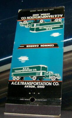 Vintage Matchbook Cover A1 Akron Ohio Ace Transportation Trucking Truck Sky Clou