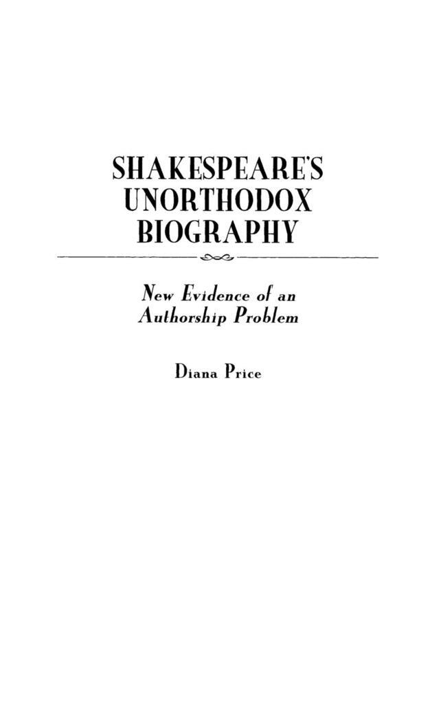 Thumbnail - Shakespeare's Unorthodox Biography | Diana Price | Englisch