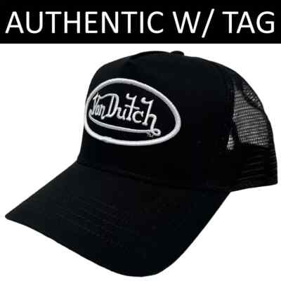 Von Dutch Trucker Hat Classic 51 Black Embroidered Logo Patch Snapback Cap