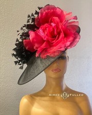 Aimee Fuller Royal Ascot Fascinator Kentucky Derby Black Fuchsia Pink Hat