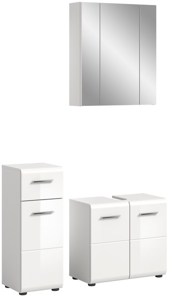 Xonox.Home 3 Tlg. BadmöBel-Set Unterschrank Spiegel Kommode Ice Weiß 105X185 Cm-image