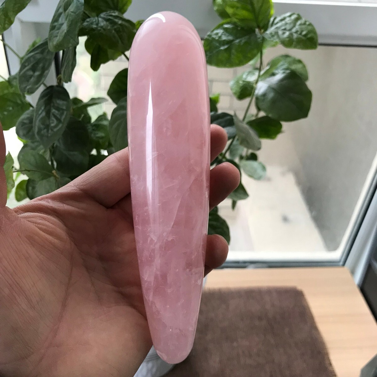 Natural Rose Quartz Massage Wand Crystal Penis Crystal Dildo Woman Yoni  Gift