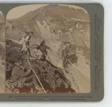 Lava Encrusted Rim into Fujiyama Crater Japan Underwood Stereoview