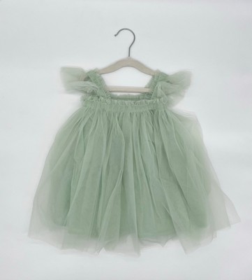 Sage Green Flutter Tulle Dress