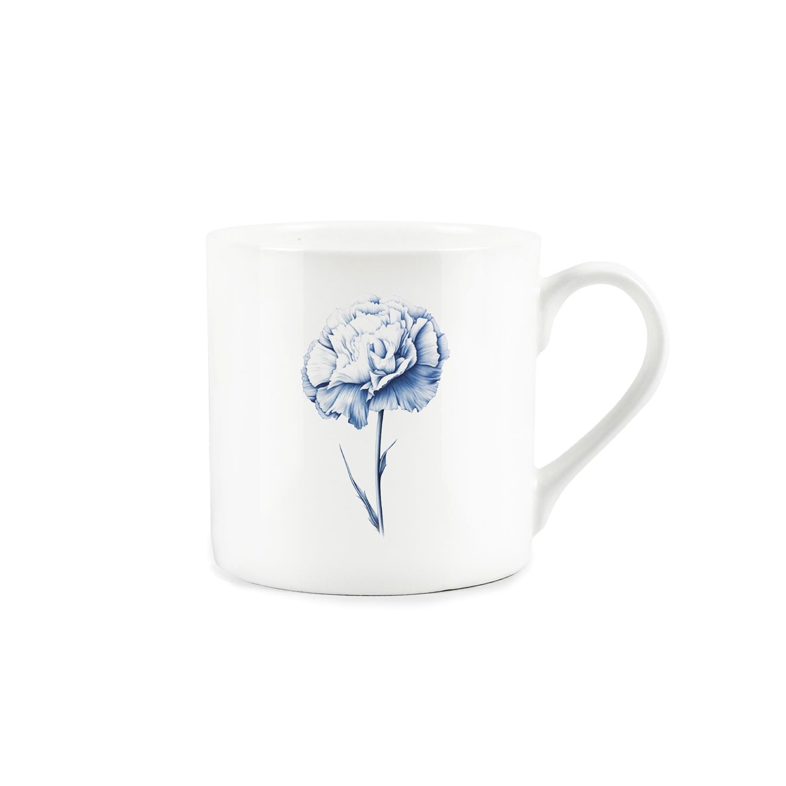 Blue Floral Mug - Carnation Flowers Bone China Cup Gifts for Her