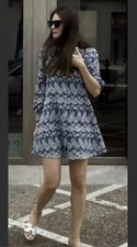 BNWT ZARA Dress With Cutwork Embroidery Blue White Ivy Dress Medium Blogger Fave