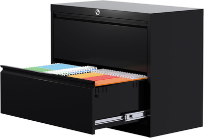 Metal Lateral Filing Cabinet with 2 Drawers for Home Office, Locking Steel Wide 