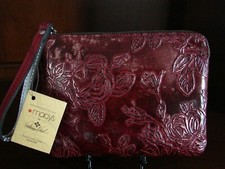 NWT Patricia Nash Berry Red Tooled Leather Large Wristlet Cassini