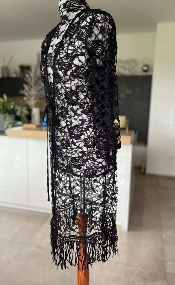 NEU! HEINE Kimono Bademantel Strandmantel Spitzen Cover Up Wickel Mantel Witt - Bild 2 von 4
