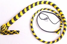 Bull whip 4 Ft Long, 12 Plaited Nylon Weaving Whip,yellow & Black, Hand Crafted