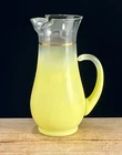 West Virginia Glass Blendo frosted Yellow vintage serving pitcher gold trim