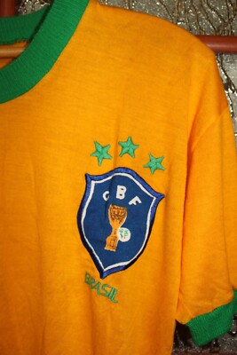 Maillot Vintage Brésil Années 70-80 - Vegas Taille 52, Domicile Jaune