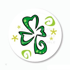 ST PATRICK'S DAY SHAMROCK SWIRLS LABELS SEALS SCRAPBOOK STICKERS ROUND