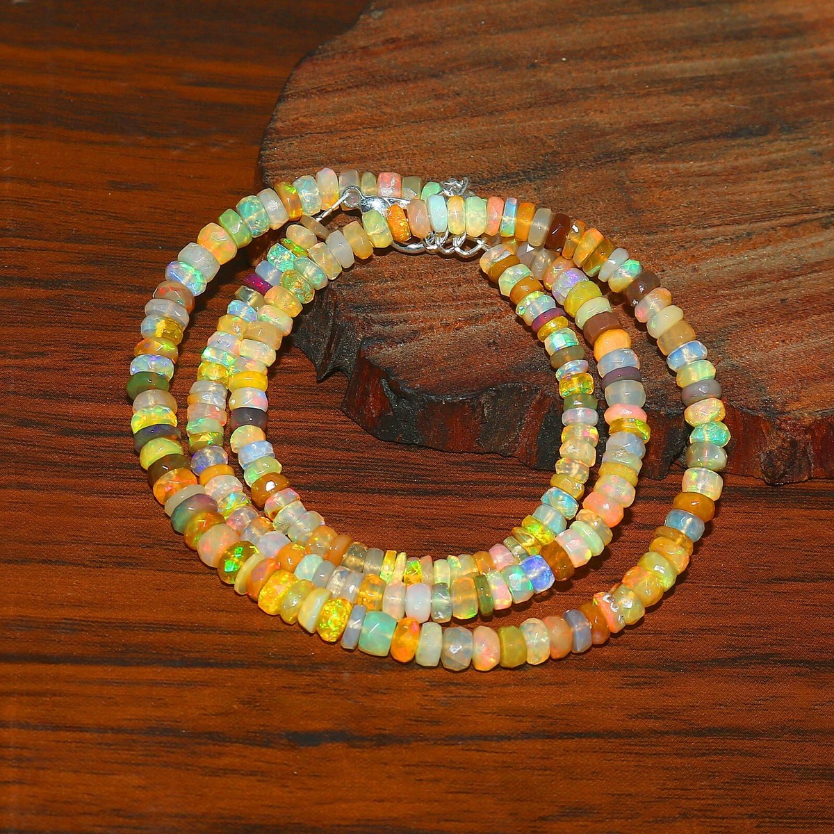 Ethiopian Opal Beads Yellow Opal Gemstone Fire Beads Real Opal Necklace  Np-5283