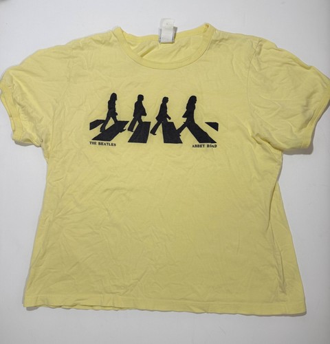 Camiseta De Colección The Beatles Abbey Road Band Talla Grande Amarilla 2005 21x24