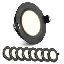 8-Pack 12V Dimmable LED Puck Lights, RV Interior Recessed Black / Warm white