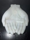 Vintage  Milk Glass Open Hands Trinket Soap Candy Dish, Avon/ Mexico,