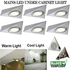 1-6x Led Mains Triangle Kitchen Under Cabinet Light Cupboard Shelf Unit Lighting