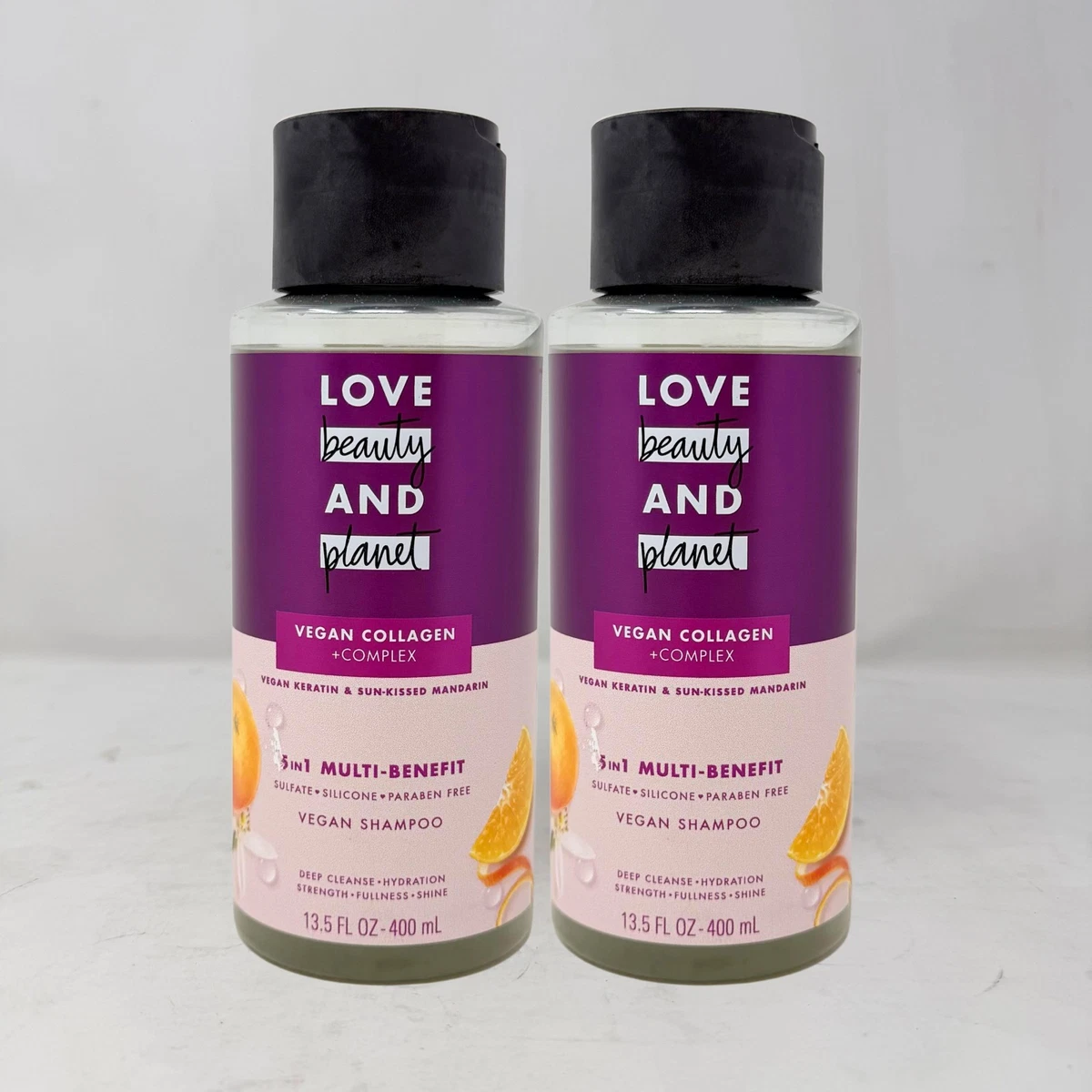 2-Pack Love Beauty & Planet Shampoo, Vegan Keratin & Sunkissed Mandarin, 13.5oz