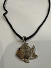 Vtg Whitney Kelly Fish Pendant With Semi Precious Gemstone Silk Necklace — photo 1