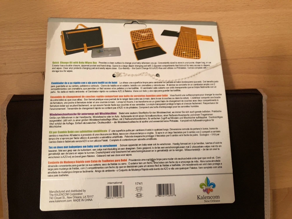 Windelwechseltasche für unterwegs mit Wischbox, Kalencom, Neu