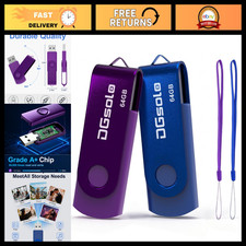 2GB USB Flash Drive 2-Pack - Blue & Purple Thumb Drives with Lanyards, Portable